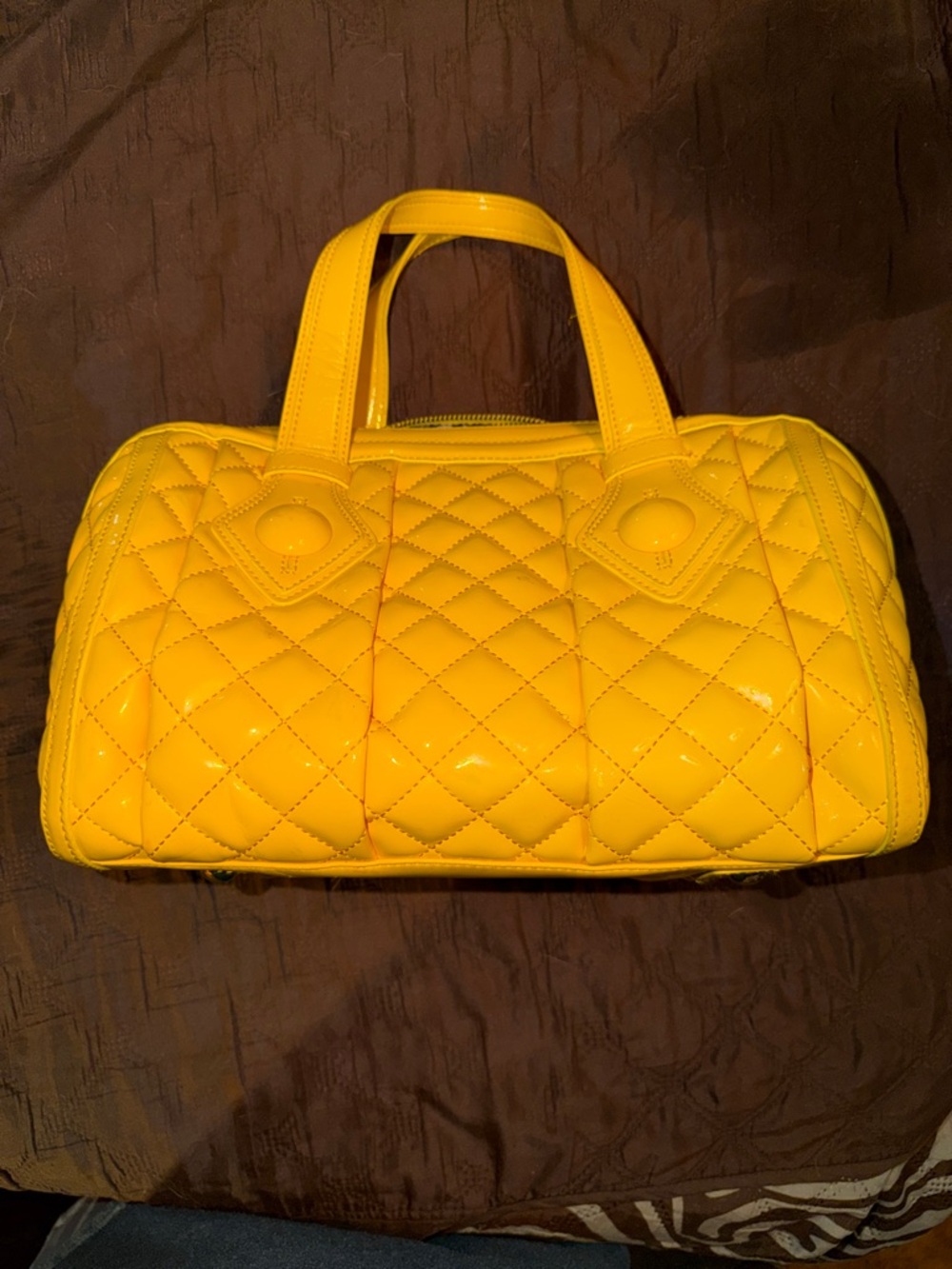 Maxx New York Yellow Quilted Patent Satchel